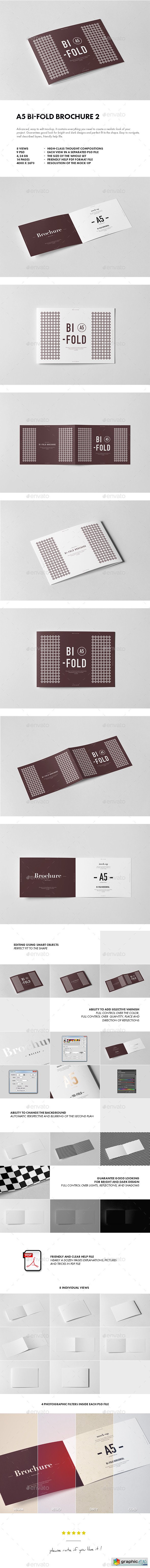 Bi-Fold Horizontal A5 Brochure Mock-up 2