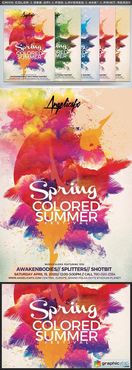 Spring Colored Summer Flyer Template