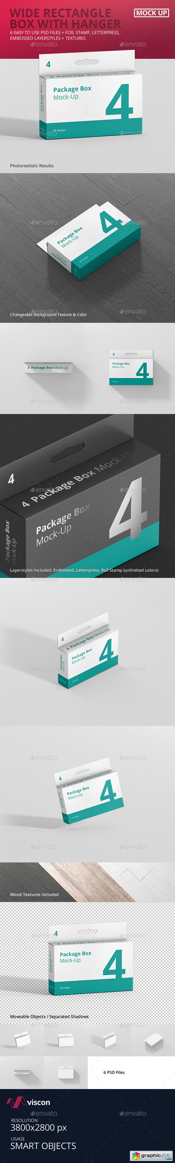 Package Box Mock-Up - Wide Rectangle with Hanger
