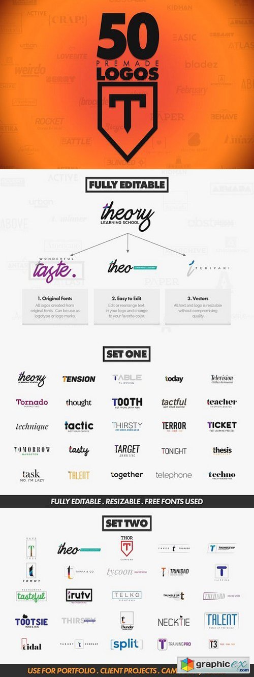 50 Letter 'T' Logos Bundle