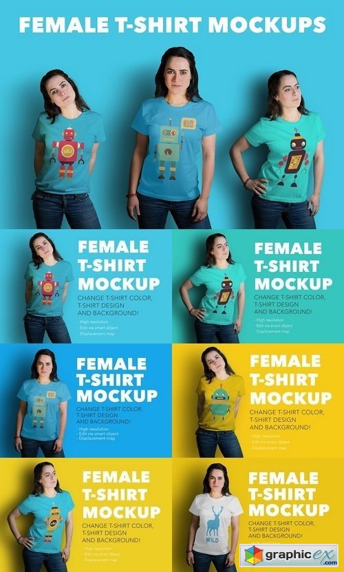 3 Female T-shirt Mockups