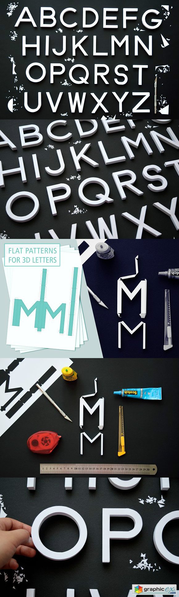 Flat patterns for 3D letters