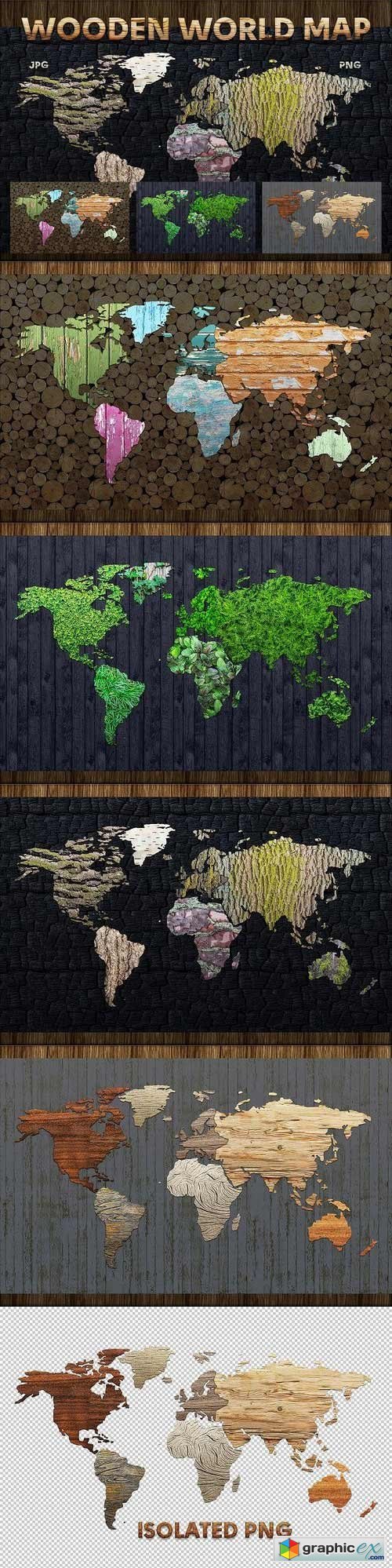 Wooden World Map Extended License
