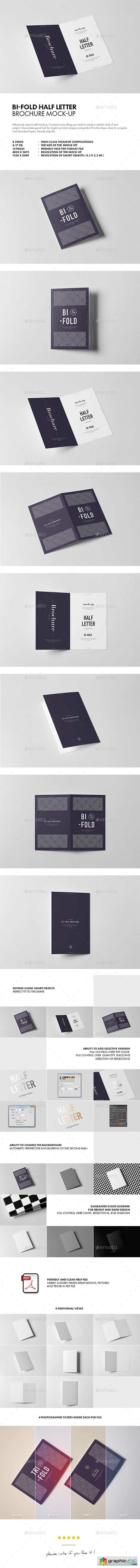 Bi-Fold HalfLetter Brochure Mock-up
