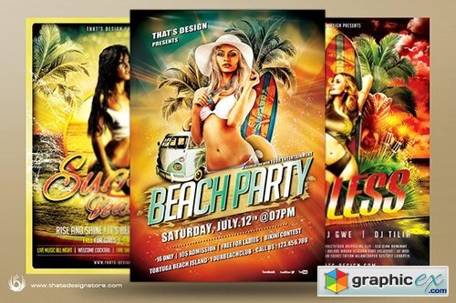 Beach Party Flyer Bundle V1-V2 (249263-249334)