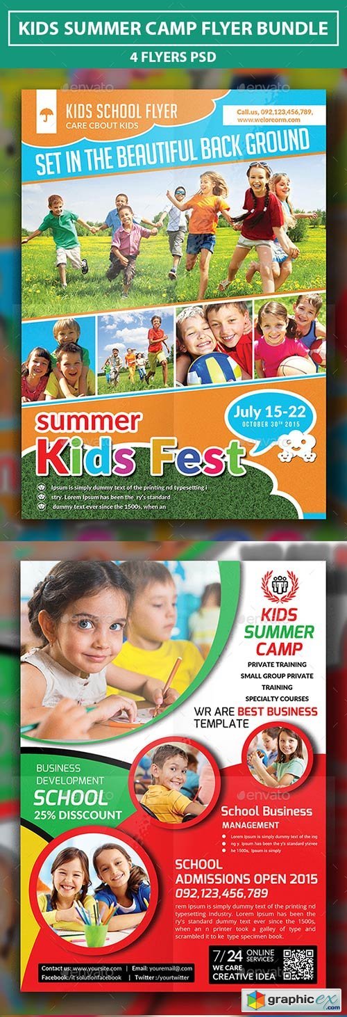 Kids Summer Camp Flyers Bundle 16183635