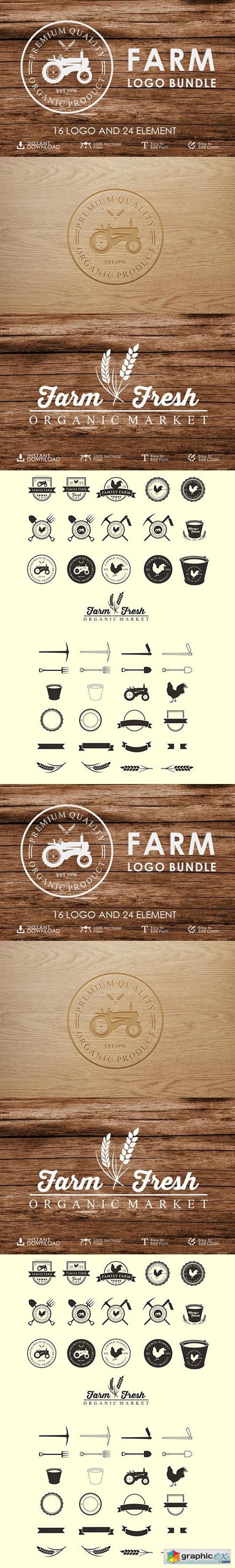 Set of vintage farm logo