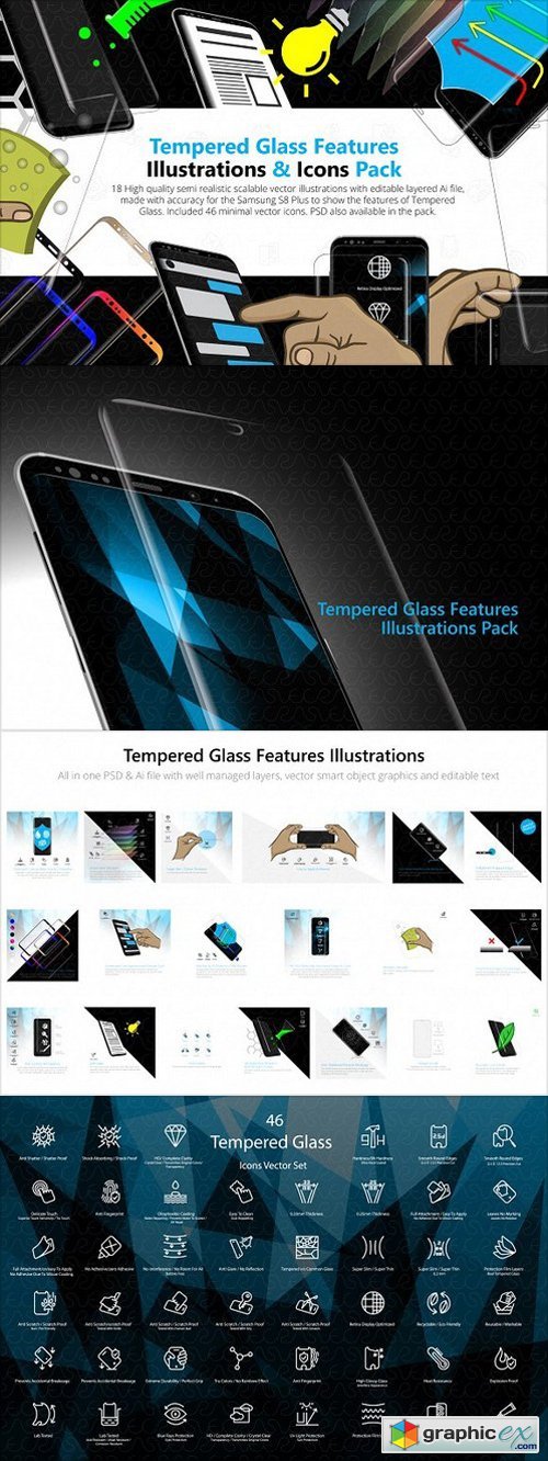 Tempered Glass Feature Icons Pack