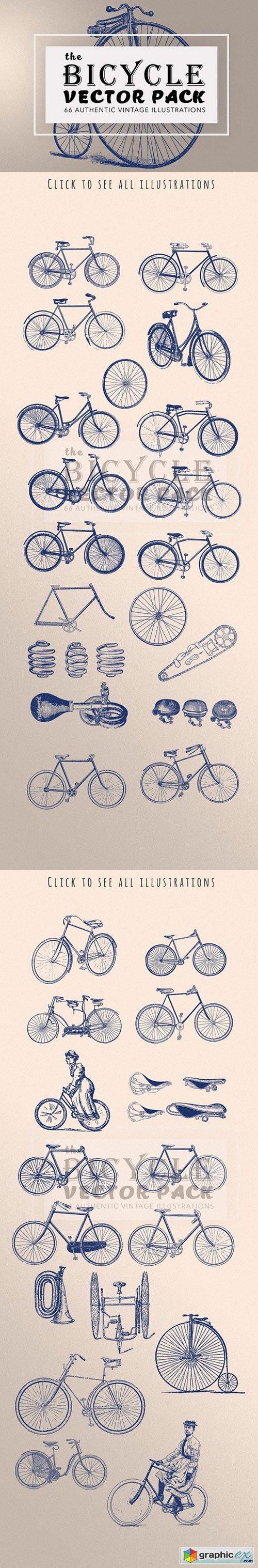 Vintage Bicycle Illustration Bundle