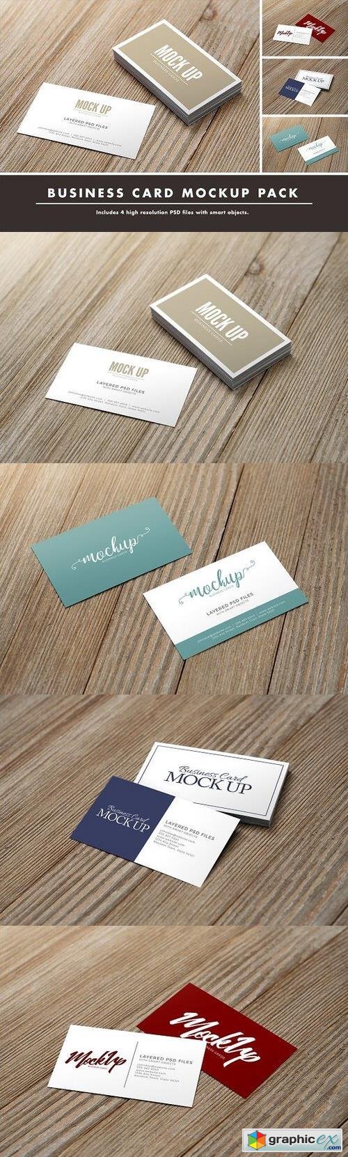 Business Card Mockup Pack on Wood