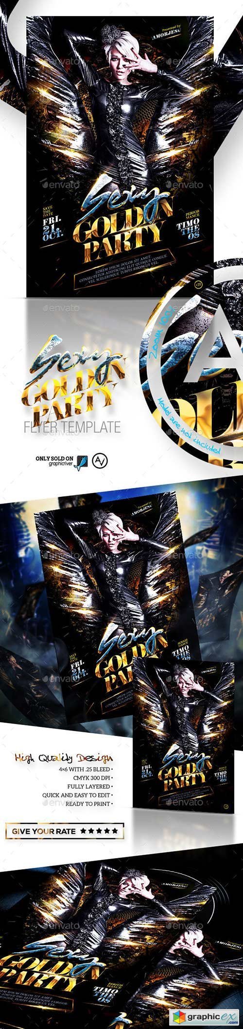 Sexy Golden Party Flyer Template 11381606