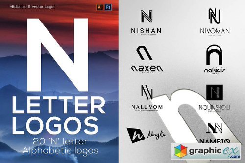 20 "N" Letter Alphabetic Logos