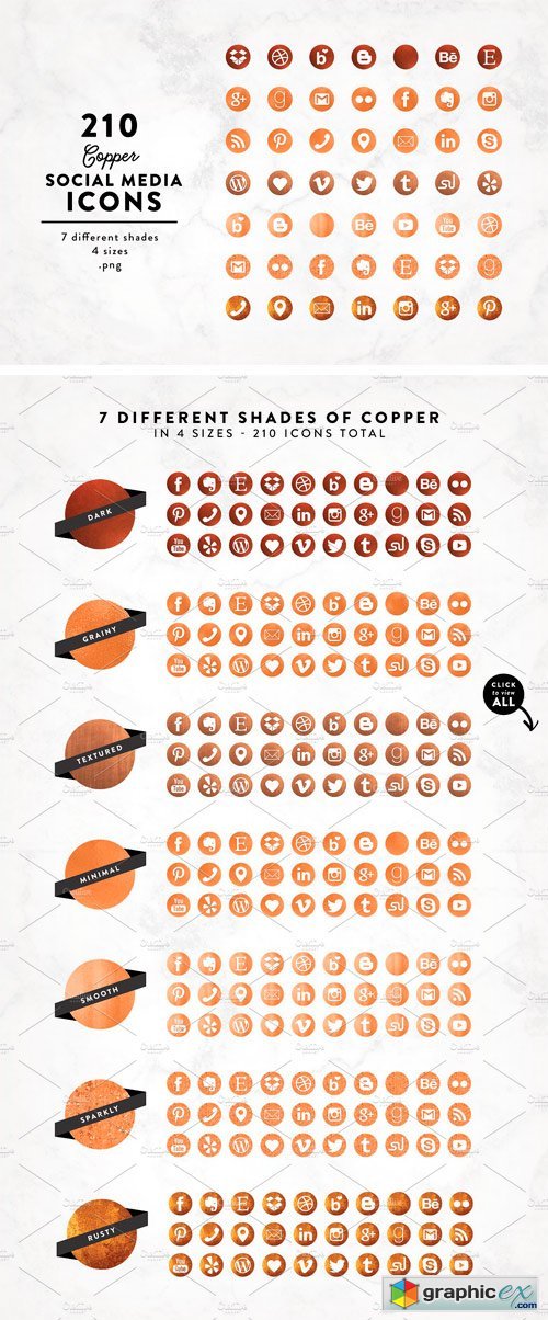 Copper Social Media Icons