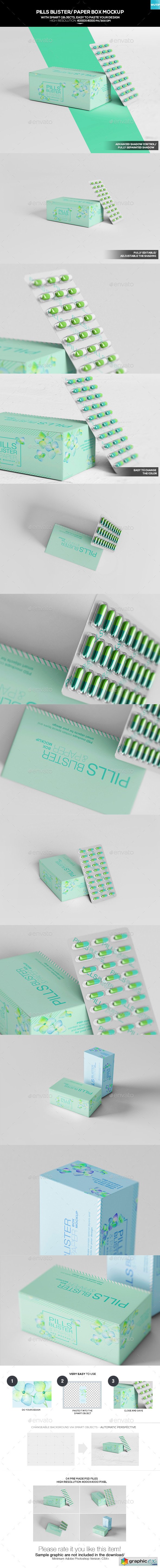 Pills Blister/ Paper Box Mockup