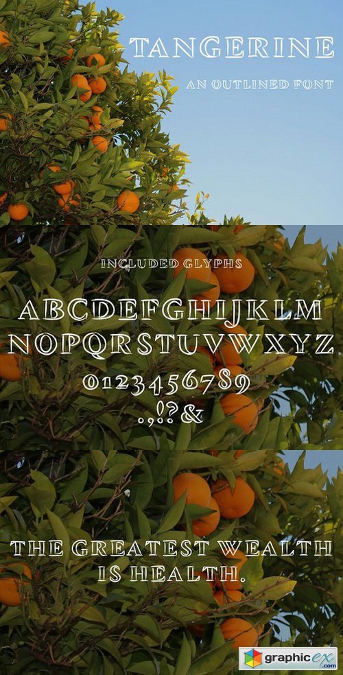 Tangerine, Outlined Font