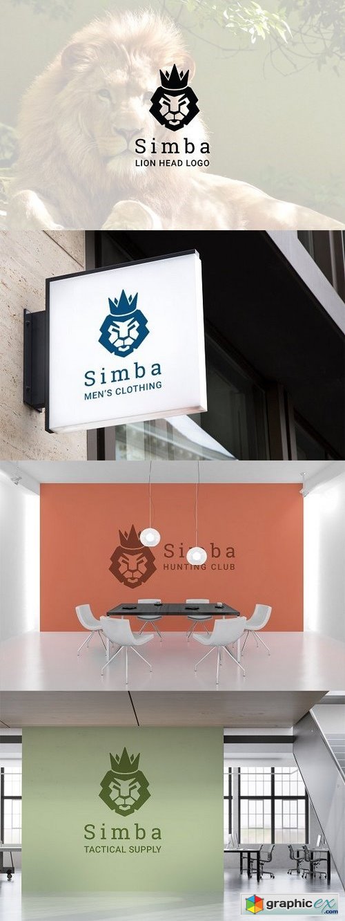 Simba : Negative Space Lion Logo