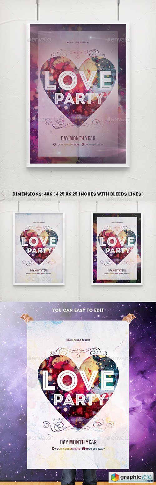 Bright Love Party Poster Template