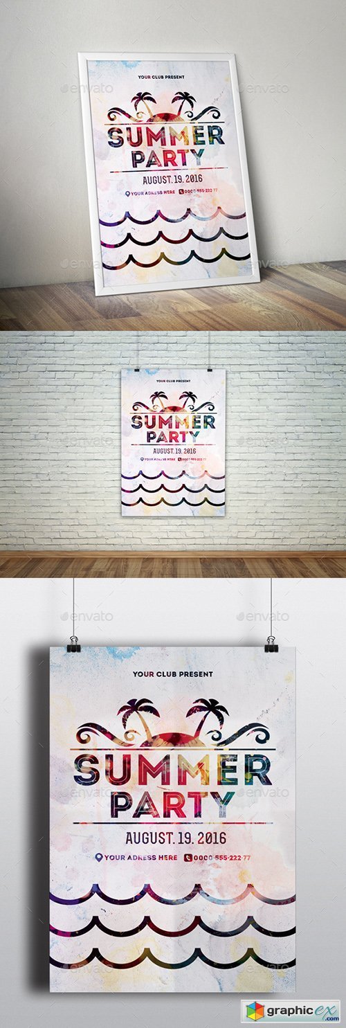 Bright Summer Party Poster Template