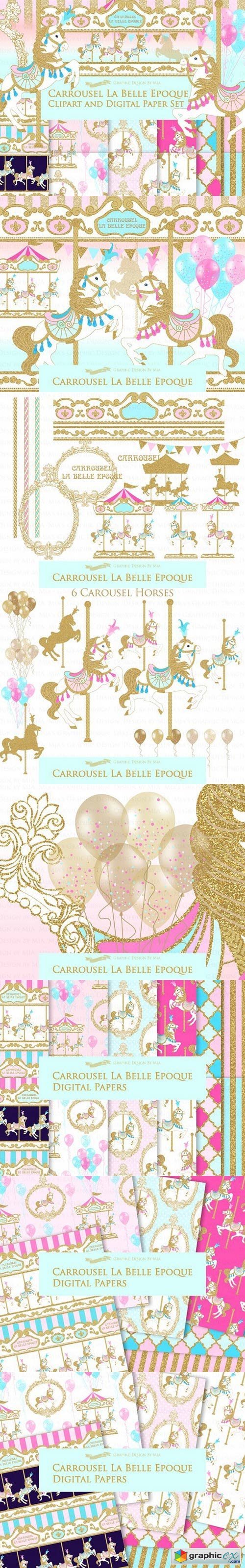 Gold Carousel Clipart+Pattern