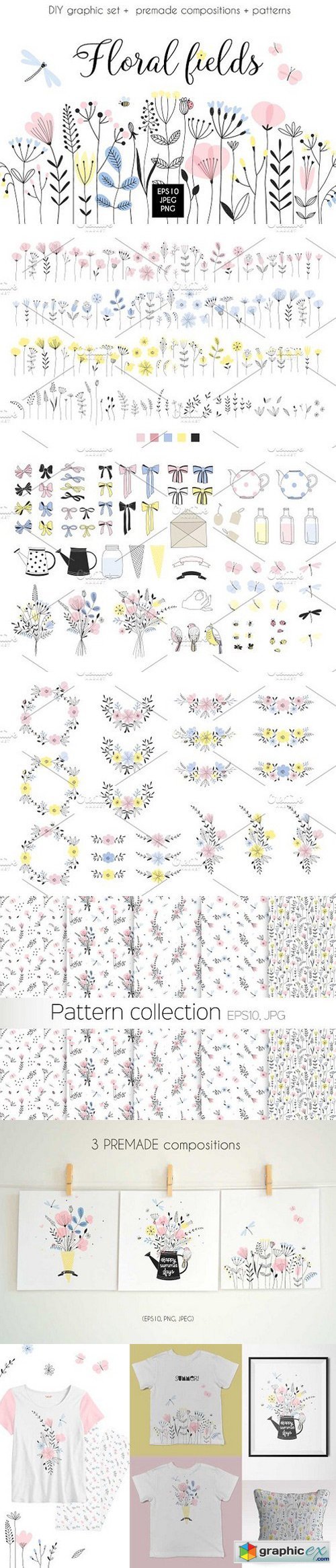 Graphic floral bundle