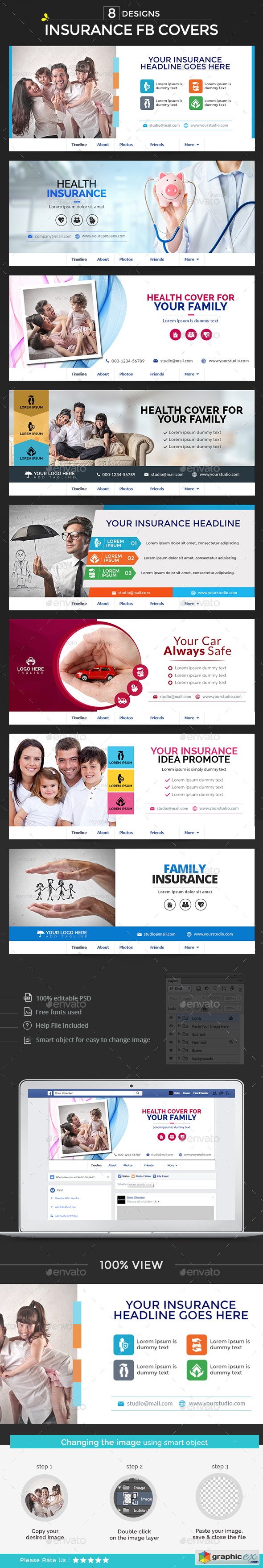 Insurance Facebook Covers - 8 Designs