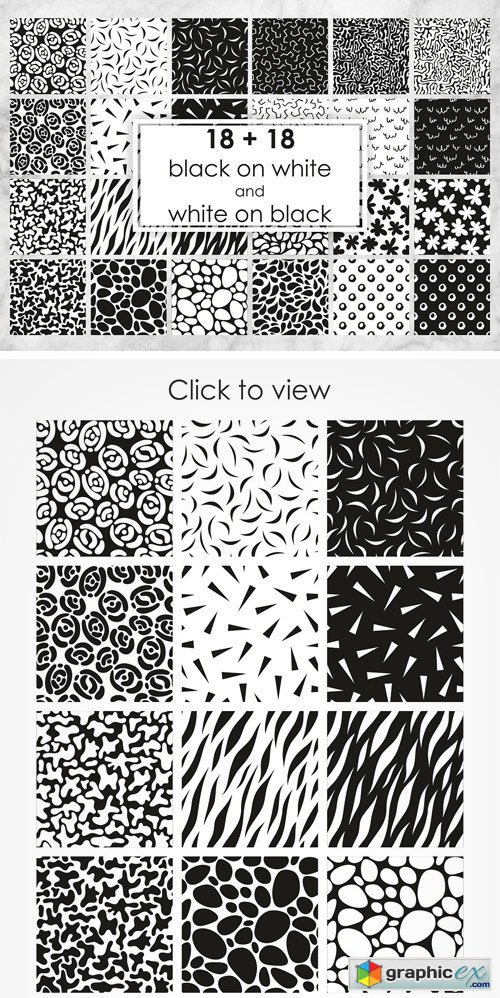 Set of Black and White Patterns