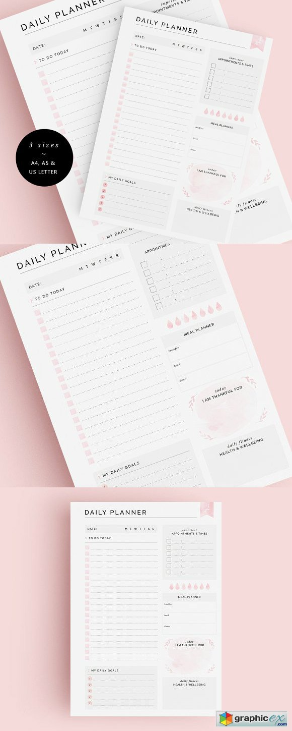 Daily Planner - 3 Sizes - Blush