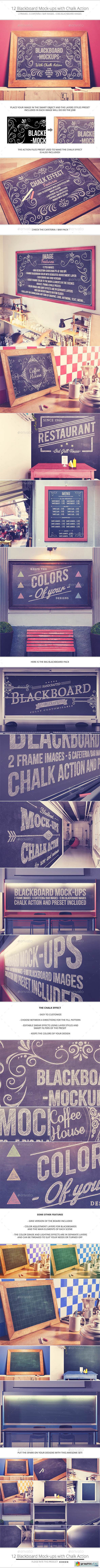 Blackboard / Chalkboard Mock-ups with Chalk Action