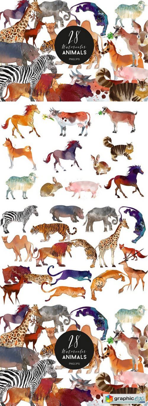 Watercolor animal set