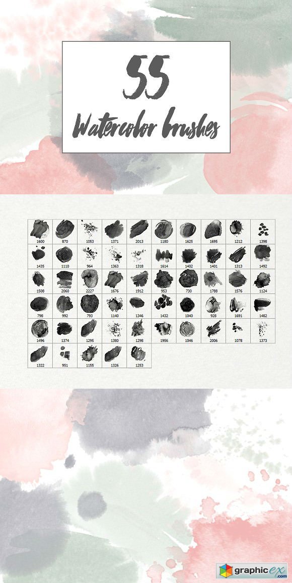 55 Watercolor Brushes