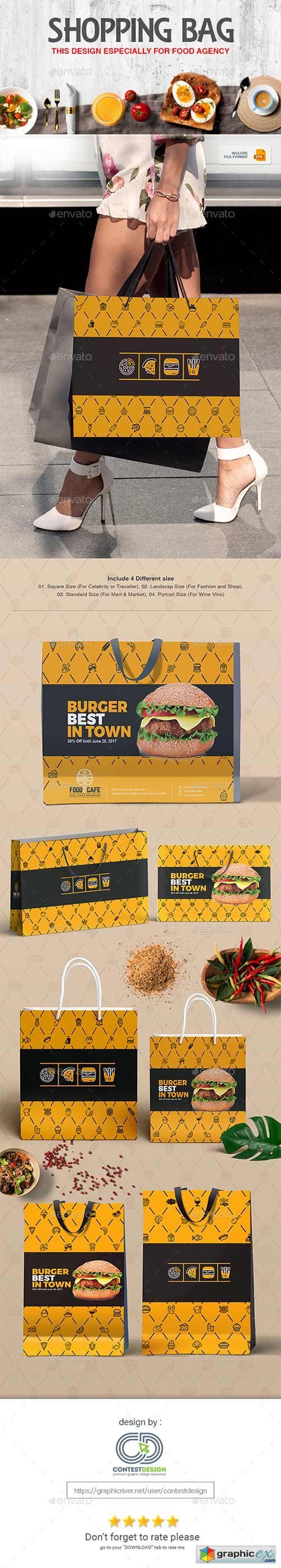 Shopping Bag Design Template for Fast Food / Restaurants / Cafe