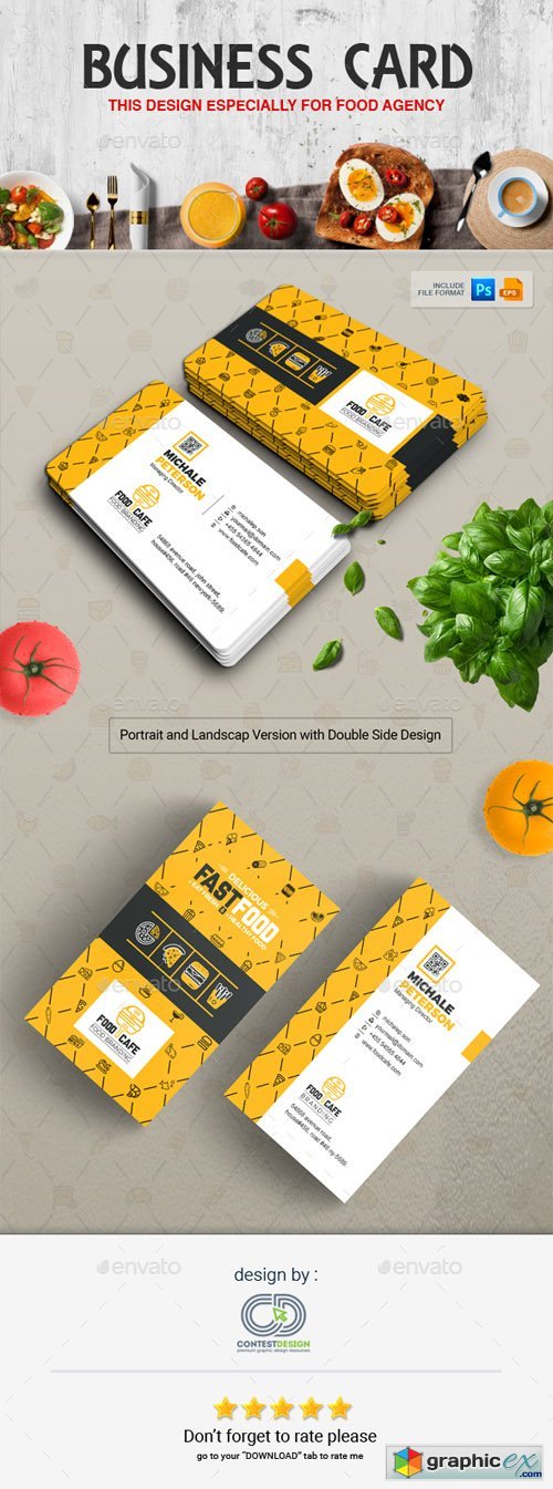 Business Card Design Template for Fast Food / Restaurants / Cafe