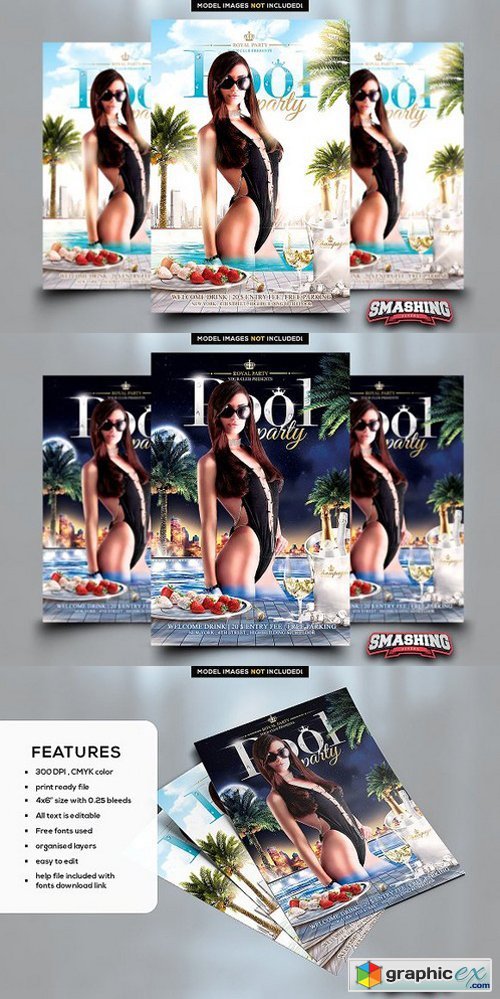 Royal Pool Party Flyer Template