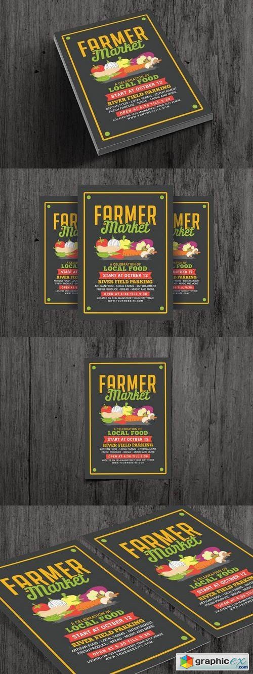 Thehungryjpeg - Farmer Food Market Flyer 85291