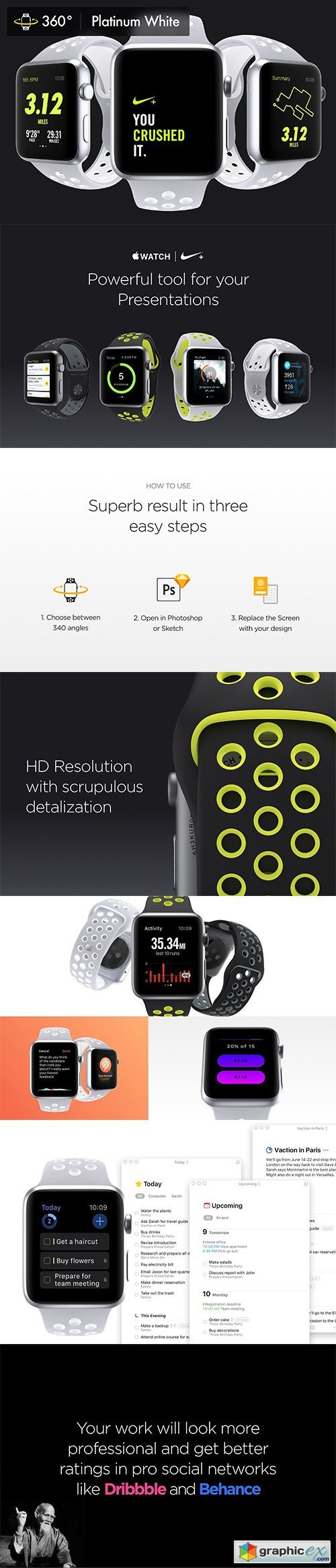 340 Apple Watch Nike White Mockups