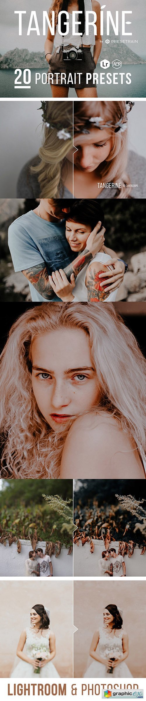 Hair Shine Photoshop Action Tangerine - 20 Portrait Presets for Lightroom & ACR