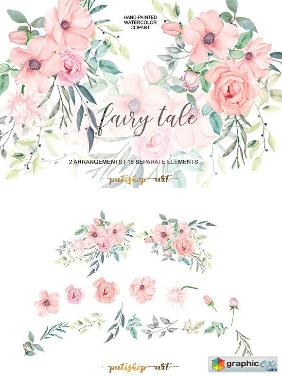Blush Roses Watercolor Flowers Set » Free Download Vector Stock Image