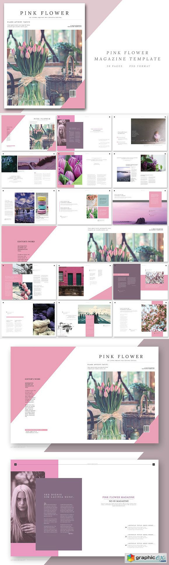 Pink Flower - Magazine Template