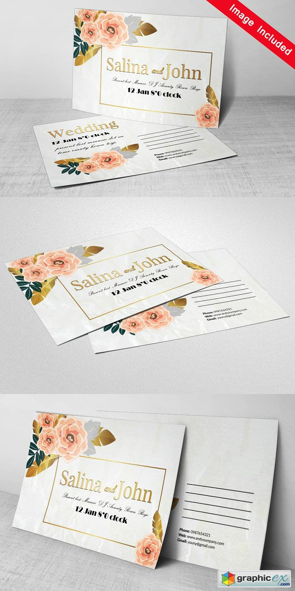 Floral Wedding Postcard