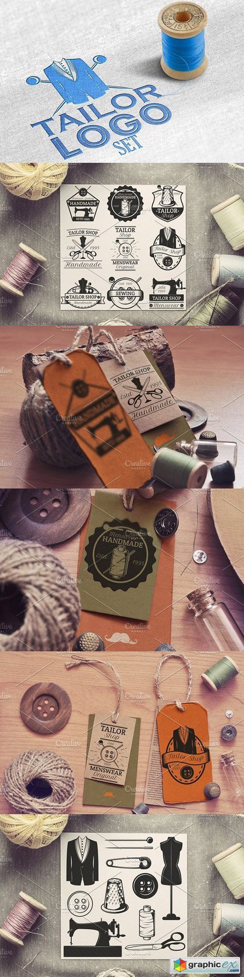 Set of vintage tailor tools & labels