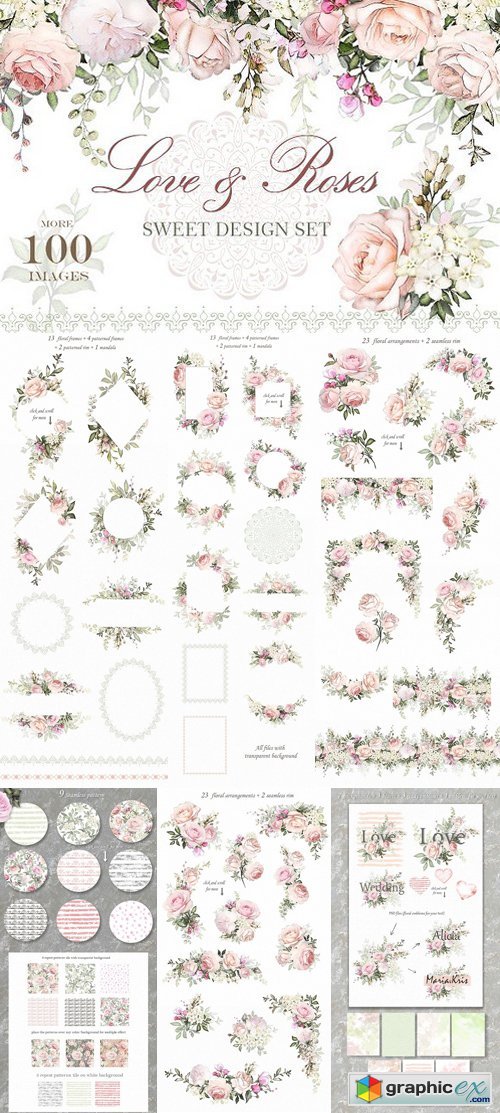Love & Roses. Floral Design set