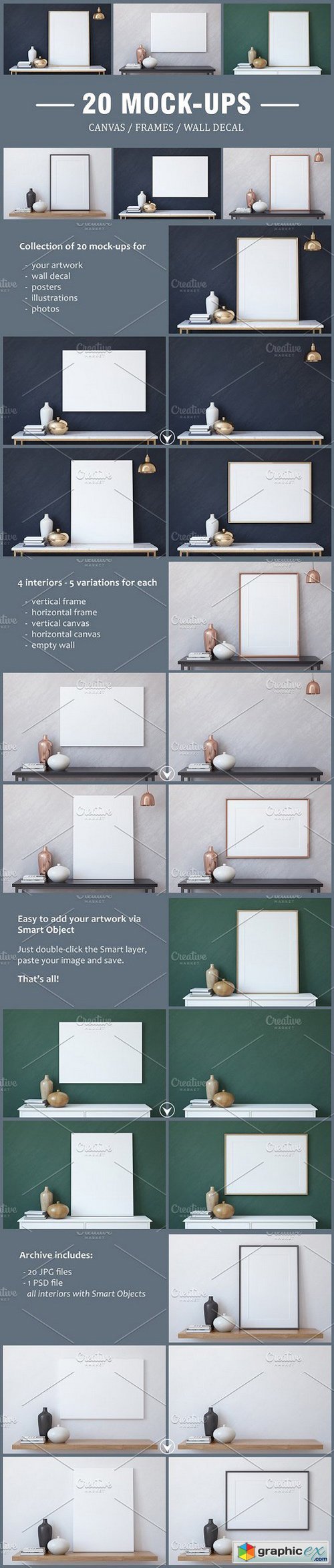 Frame&Canvas&Wall Decal Mock-ups