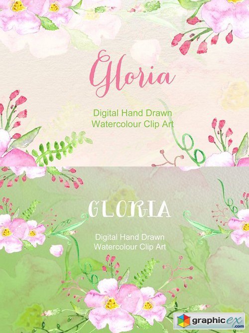 Gloria soft Watercolor Clip Art