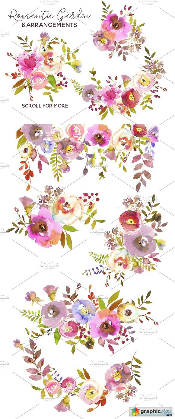 Romantic Pink Watercolor Flowers