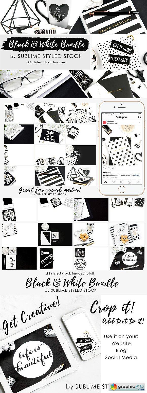 Black and White Bundle of 24 images