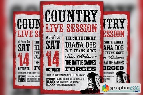 Country Live Session Flyer Template