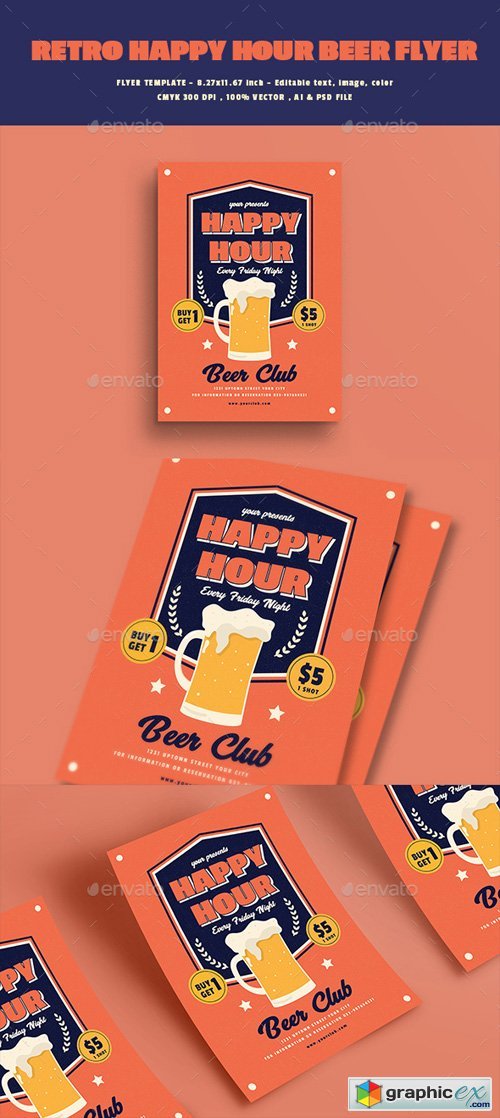 Retro Happy Hour Beer Flyer