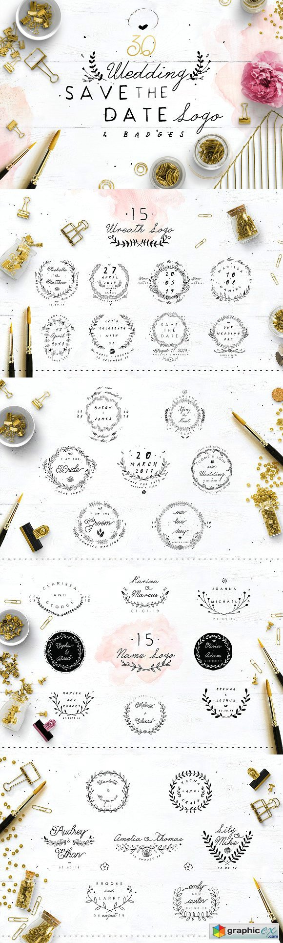 30 Save the Date Wreath Logo