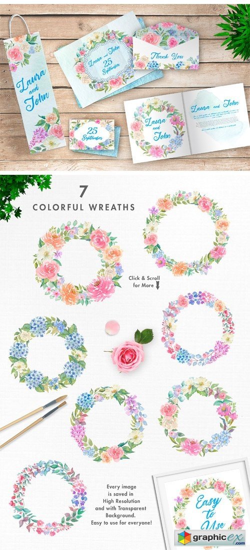Spring Colors Watercolor Image Set