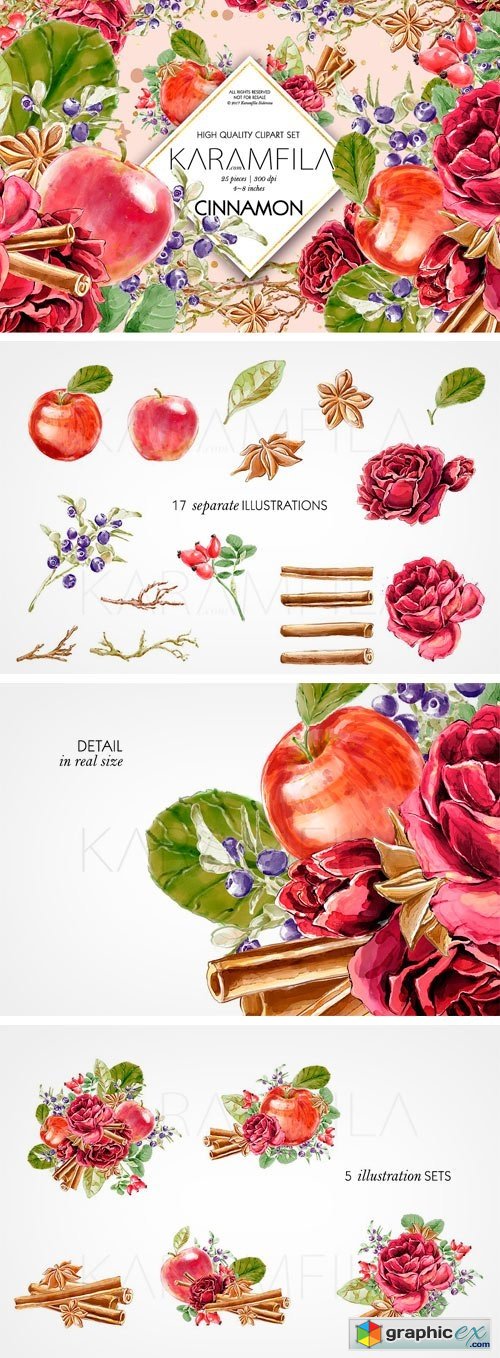Cinnamon and Apples Clipart